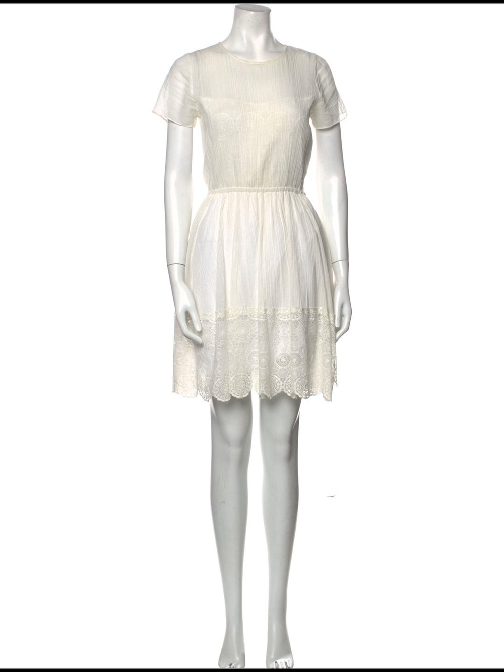 Doen White Lace Hem Short Sleeve Dress